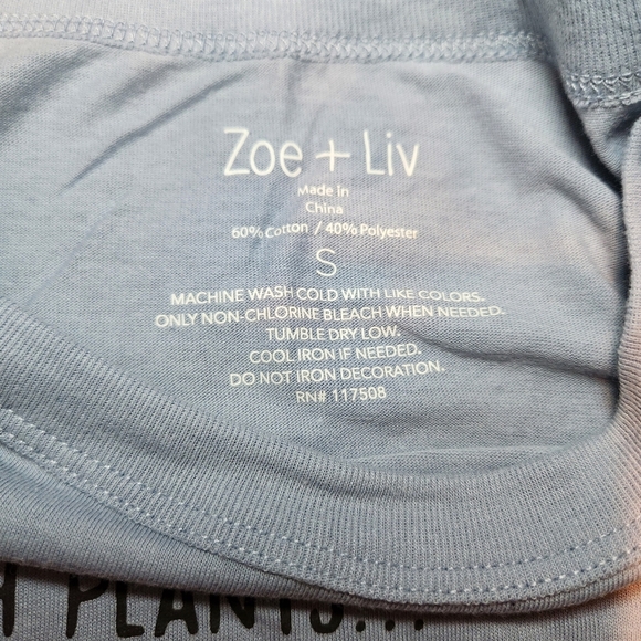 Zoe + Liv Top Womens Small Blue Plants Cactus Cotton Blend Casual Mom - Picture 3 of 4